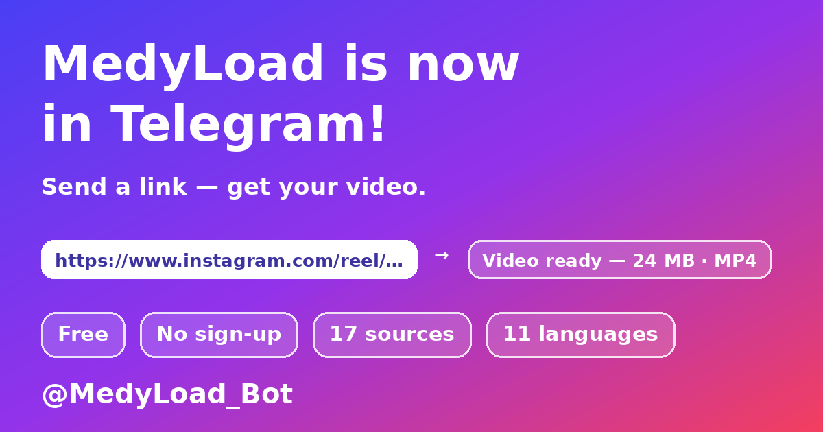 MedyLoad — спампоўванне відэа праз Telegram-бота